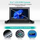 MT-VIKI Rack Mount KVM Console w/15.6" LCD Monitor, 8 Port HDMI KVM Switch, 1920x1080@60Hz 1U Integrated Monitor Keyboard, Fits 18.9" to 31.5" Deep Racks (480-800mm), Included 8 Cables