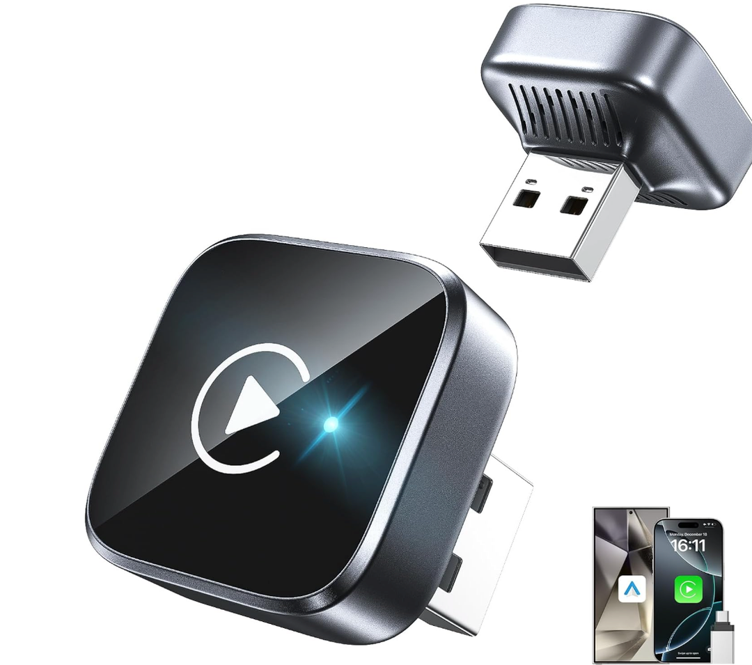 2in1 Wireless CarPlay Adapter 2026 Support Apple CarPlay & Android Auto, Mini Bluetooth USB A & USB C Dongle Convert Wired to Wireless Compatible with iPhone & Android