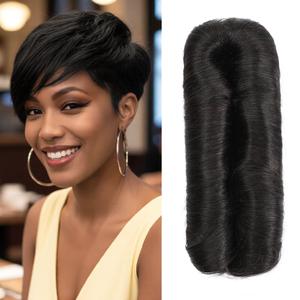28 Pieces Human Hair Weave Extensions with Top Closure Straight Short Hair Extension for Women Daily Use (2#)