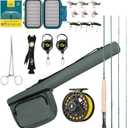 SF Fly Fishing Rod Combo Starter Kit Semi Gloss Green Jade Finish 24T Carbon Fiber Trout Travel Fly Rod with Reel,Fly Rod case,Fly Box , Flies,Tapered Leader,Knot Tying Tools (7'6'', 3wt, 4sec, M.F)