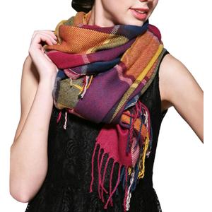 Wander Agio Women's Fashion Long Shawl Big Grid Winter Warm Lattice Large Scarf (Colour)
