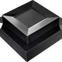 Liacere 60PCS Black Plastic Plates - Premium Square Disposable Plates - Include 30PCS 9.5inch Dinner Plates - 30PCS 7inch Dessert Plates for Party & New Year & Father's Day