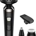 4-in-1 Electric Razor for Men, Magnetic Floating Heads, LED Display, IPX7 Waterproof, Travel Lock & Nose Trimmer - Complete Grooming Kit Gift Set