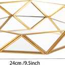 Feyarl Gold Glass Perfume Tray Mirror Vanity Jewelry Trinket Organizer Tray Ornate Cosmetic Makeup Display Decorative Coffee Table Tray for Wedding Home Decor Dresser Tabletop Countertop (9.5inch)
