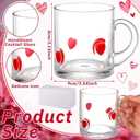 2 Pcs Valentine's Day Icon Glass Cups 14oz Heart Icon Mugs with Handle Clear Drinking Glasses Double Old Fashioned Hand Blown Cocktail Glassware for Women Valentine Party Birthday Gift