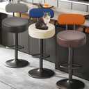 HFCNMY Stool Covers,2Pcs Stretch Waterproof PU Bar Stool Covers Round,Leather Bar Stool Seat Cover,Round Barstool Cover Slipcover with Elastic Bands for 15-18 in Large,Black