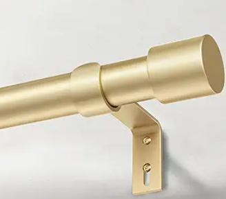 Heavy Duty Curtain Rods for Windows 66 to 120 Inch, 1 Inch Gold Curtain Rod, Adjustable Decorative Long Curtain Rods with Easy Installation and Modern Design (A2,Gold,30"-120")