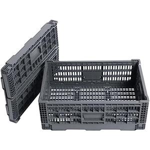 Collapsible Storage Bin Containe，52 Liter Transferheavy duty plastic storage box,milk crates heavy duty Transit storage of various items gray (1)