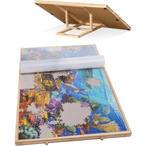 Becko US 1000-Pc Tilting Puzzle Board with 4 Drawers & Cover, Adjustable Jigsaw Puzzle Table with Built-in Easel/Stand, Portable Tables with Storage for Adults, with Premium Flannel Tabletop