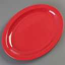 Carlisle FoodService Products Kingline Plastic Oval Platter Oval Tray for Home and Restaurant, Melamine, 12 x 9 Inches, Red, Pack of 1