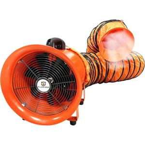 12 Utility Blower with 33ft Ducting Hose 520W 3300CFM Industrial Ventilation Exhaust Fan with 13ft Extented Cable for Sucking Smoke, Odor and Overspray at Home & Workplace