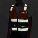 Reflective Safety Vest for Men and Women - High Visibility Construction Vest - Dual Tone Reflective Strips (Large, Orange-black)