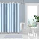 Blue and White Striped Shower Curtain for Bathroom 72 x 78 inch | Striped Geometric,Modern Summer Decor,Long Shower Curtain,Waterproof Polyester Fabric,Machine Washable,12 Plastic Hooks