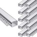 hunhun 10-Pack6.6ft/2Meter Drywall LED Aluminum Channel System with Milky Cover, End Caps and Mounting Clips, Aluminum Profile for LED Strip Light Installations (Single-Edge-6.6ft, 10)