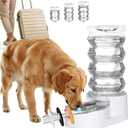 RIZZARI Gravity Dog Water Dispenser: 8L Large Auto-Refill Stainless Steel Pet Water Feeder - No-Spill BPA-Free Design for Large Dogs & Multi-Dog Homes - Everyday Indoor & Outdoor Spaces (White)