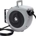 Air Hose Reel Retractable 3/8 in. x 50 ft Hybrid Polymer Hose, Retractable Auto-Rewind Enclosed Heavy Duty 180 Swivel Mount, Max 300PSI Commerical Polypropylene Grey