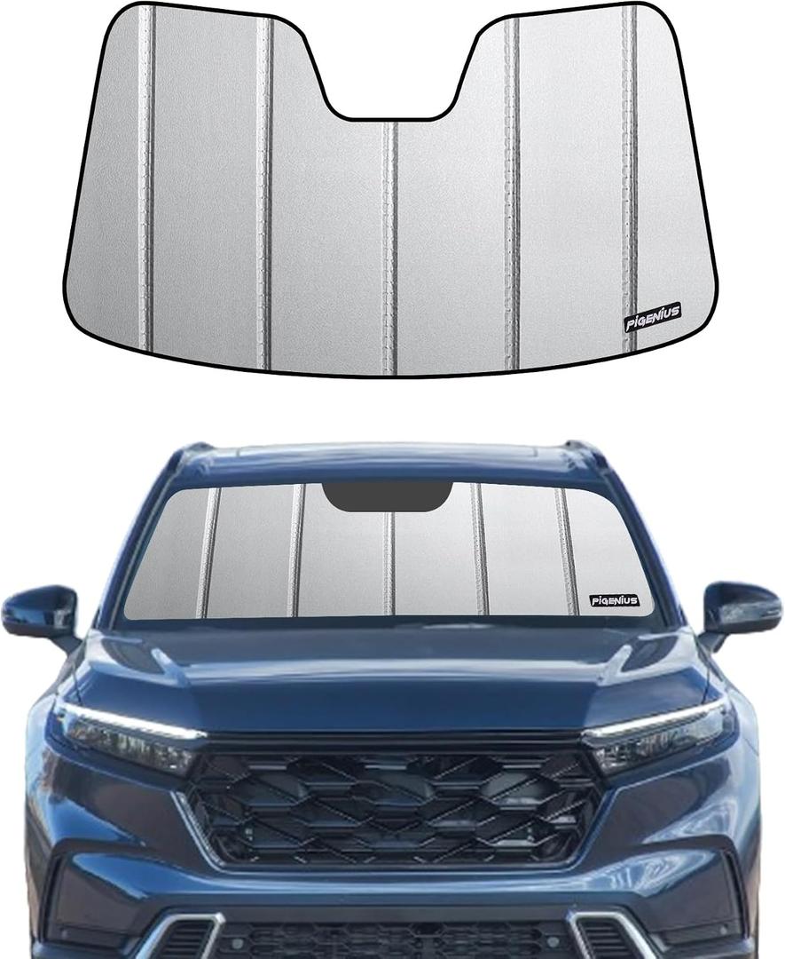 Pigenius Windshield Sunshade for Honda CR-V 2023-2026, Premium Grey Leather Finish