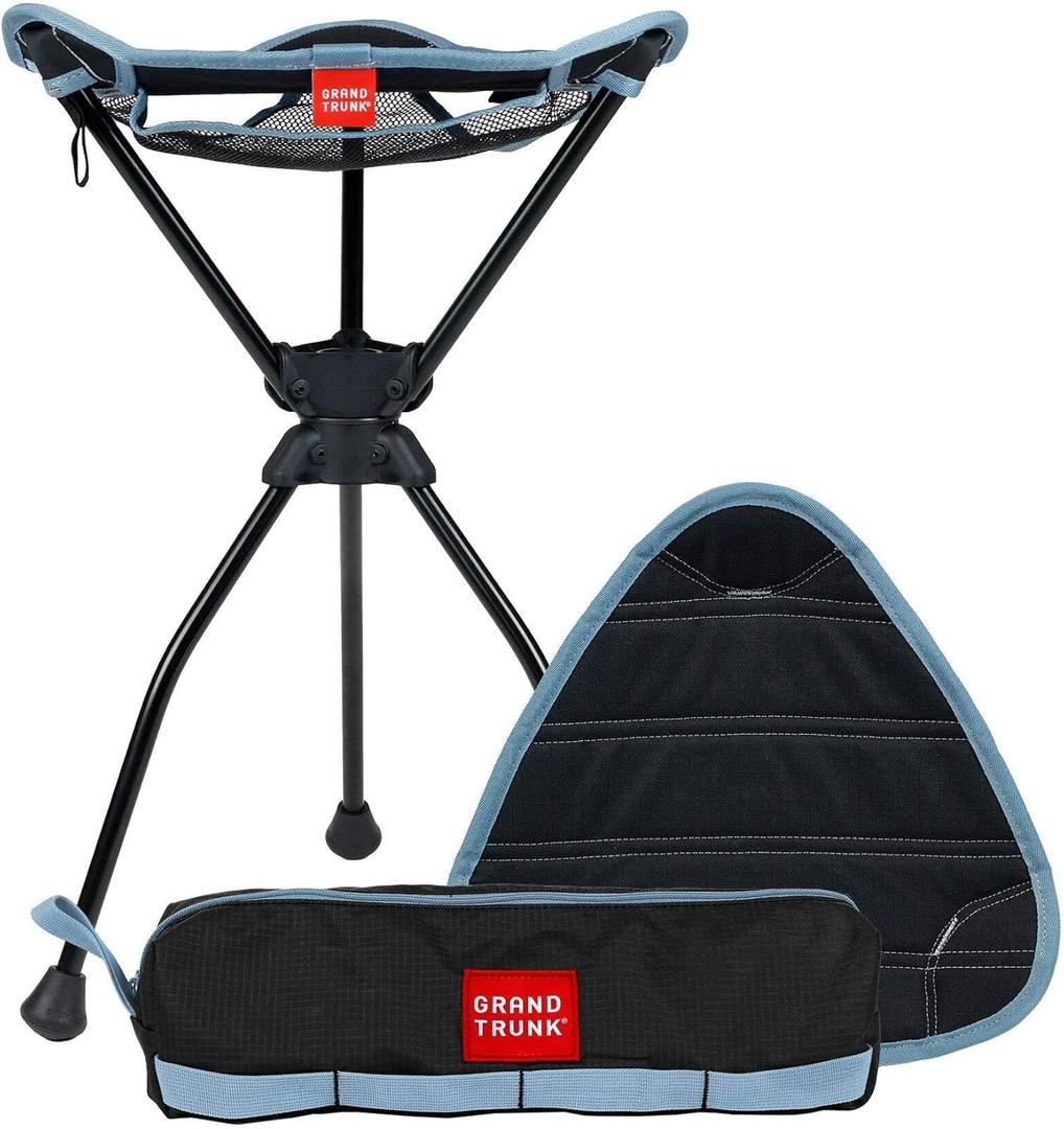 GRAND TRUNK Compass 360 XT Extra Tall Swivel Stool Compact Portable Outdoor Seat with 260 lb Capacity for Camping and Travel Sea Black