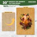 Kikcoin 3020 Bamboo Cutting Boards for Kitchen, Heavy Duty Wooden Cutting Boards, Healthy Extra Large Chopping Boards with Deep Juice Groove and Handle, Oversized Stove Top Cover, Natural