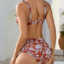 Shuangyu Women Two Piece Bikini Sets High Waisted SwimsuitsFlowerXL