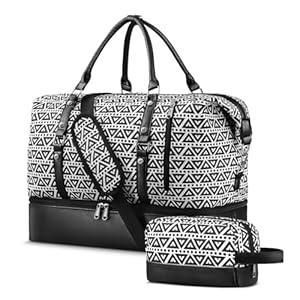 Stouchi Travel Large Weekender Tote Bags with Shoe Compartment: Overnight Carry On Duffle Bag: Personal Item Travel Airplane Gym Hospital Bag