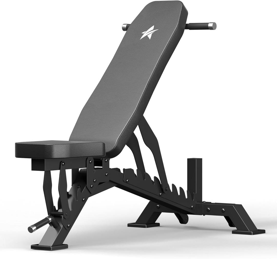 Weight Bench, Adjustable Workout Bench for Home Gym Full Body Workout, 1300LBS Weight Capacity Bench Press, Flat/Incline Bench with 33" Extra-Long Backrest & Wheels