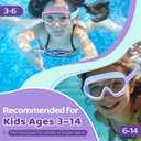 Vvinca Kids Goggles with Comfort Fabric Strap, Kids Swim Goggles Wide View Anti-Fog/UV No Leaking Swimming Goggles for 3-14
