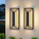 Dawn To Dusk Outdoor Light Fixture Modern Exterior Wall Light, 3-Tier Black Outdoor Wall Sconce, 15.7 IN Outdoor Lights For House,Front Door, Patio, Warm White 24 W Outside Porch Lights 2 Pack