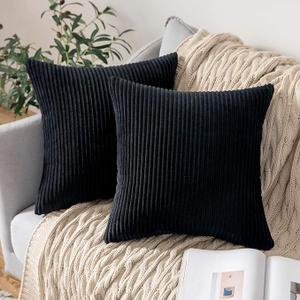 MIULEE Pack of 2 Corduroy Soft Soild Decorative Square Throw Pillow Covers Cushion Cases Pillow Cases for Couch Sofa Bedroom Car 20 x 20 Inch