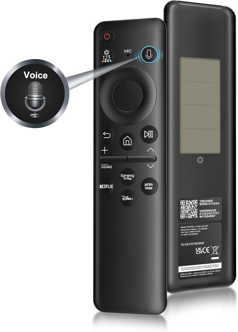 Replacement for SamsungTVRemoteControl,BN5901432A RechargeableVoiceRemote Compatible Samsung Frame Crystal Solar UHD Neo QLED OLED Serie Smart TVs