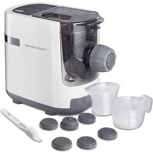 Hamilton Beach Electric Pasta Maker & Noodle Machine with 7 Molds for Spaghetti & Fettucine and More, Makes 2-3 Servings in 15 Minutes, White (86650)