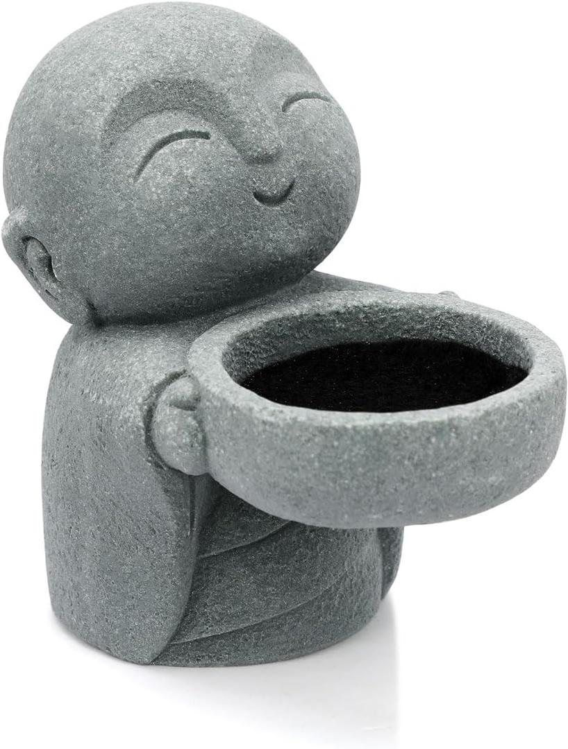 Zen Candle Holder, Buddha Tea Light Holder, Monk Figurine Holder for Japanese Zen Decor & Meditation Space
