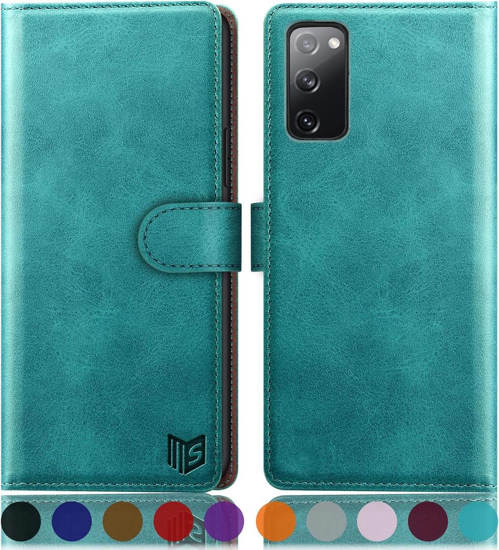 SUANPOT for T-Mobile Revvl V+/V Plus 5G with RFID Blocking Wallet case Credit Card Holder,Flip Book PU Leather Phone case Cover Cellphone Women Men for TMobile Revvl V+ 5G case Wallet Blue Green