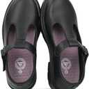 JABASIC Girls Lightweight Non-Marking T-Strap School Uniform Shoes Mary Jane Flats,6 Big Kid, Black