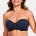 MELENECA Women's Strapless Bra for Large Bust Back Smoothing Plus Size with Underwire (Blue) 34D