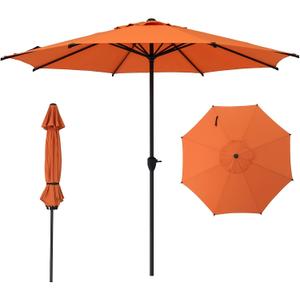 Abba Patio 9FT Lyon Outdoor Patio Umbrella Outdoor Table Umbrella with Crank Market Umbrella 8 Sturdy Ribs UV Protection Waterproof and Push Button Tilt for Garden Deck Backyard Pool,Orange