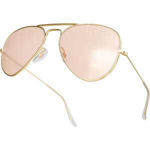 livho Sunglasses for Men Women Aviator Polarized Metal Mirror UV 400 Lens Protection (*Gold Light Pink)