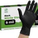 Comfy Package Black Nitrile HEAVY DUTY 6 Mil. Chemical Resistance, Latex & Powder Free, Textured Fingertips Disposable Gloves (Medium)