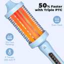 Farery 2.4" Thermal Brush, Large Barrel Heated Round Brush with Triple PTC & 5 Heat Settings (280-420F), Lightweight Dual Voltage for Voluminous Big Curls, Waves & Straightening Long Hair, Blue