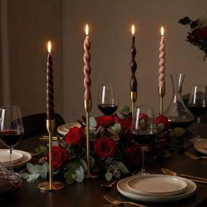 Nuanchu 4 Pcs Twisted Taper Candles Wax Unscented Smokeless Spiral Swirl Candlesticks for Wedding Holiday Dinner Party Home Decorations(7.87 Inch,Pure,Neutral)