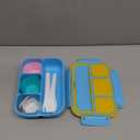 Bento Box for Kids Girls Boys, Bento Box Adult Lunch Box with 4 Compartments, Lunch Containers with Utensils, Sauce Jar, Muffin Liners for School, 40 Oz/5 Cup, Blue (1200ML)