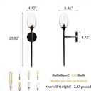 Black Glass Wall Sconce Light: Modern Decorative Sconces Lights over Mirror - Brushed Brass Bathroom Vanity Lighting with Flower Shade Set of 2 - Indoor Glass Wall Mount Lamp for Bedroom Living Room, 2 Pack
