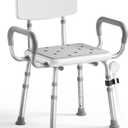 SOUNDFUSE Shower Chair for Inside Shower with Arms and Back, FSA/HSA, Height Adjustable Shower Chair for Elderly and Disabled with Enhanced Non-Slip Feet, 400 lbs Heavy Duty Shower Seat for Seniors