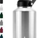 BJPKPK One Gallon(128 oz) Insulated Water Bottle, Dishwasher Safe Stainless Steel Jug, BPA Free Jug with Ergonomic Handle & Anti-slip Bottom, Large Water Bottle,Stainless Steel
