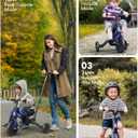 besrey 4 in 1 Toddler Bike, Toddler Tricycle for 1-3 Year Old, Trike with Push Handle, Backrest and Safety Belt, Birthday Gifts and Toys for Boys and Girls, Balance Bike (Dark Blue)