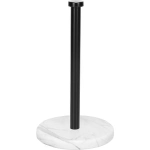 NearMoon Standing Paper Towel Holder, Kitchen Paper Towel Tissue Holder- for Bathroom Countertop, Standard or Jumbo-Sized Roll Paper (with Marble Base, Matte Black)