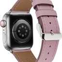 Premium Italy Leather Bands Compatible with Apple Watch Band 40mm 38mm 41mm 42mm 44mm 45mm 46mm 49mm, Soft Leather Watch Replacement Band for Watch Series Ultra SE 10 9 8 7 6 5 4 3 2 1 for Women Men (Lotus Pink)