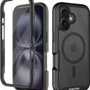wahhle Compatible with iPhone 16 Plus Case, Magnetic Built in Screen Protector Full Body Shockproof Slim Fit Bumper Protective Phone Cover 6.7'' Men Women-Black/Clear