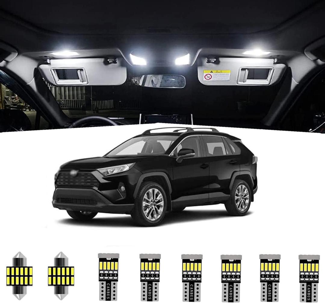 10pcs RAV4 Interior LED Lights Kit Super Bright LED Map Dome Light Bulbs for 2016 2017 2018 2019 2020 2021 Toyota RAV4 all models