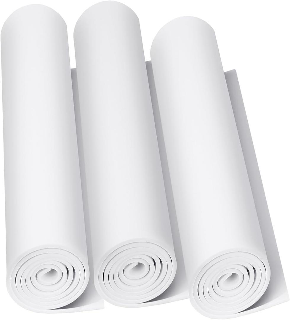MEARCOOH 3-Pack 2mm Thick White Eva Foam Sheets roll, 13.5" x 49" Premium eva Craft Foam for Halloween Cosplay Costume